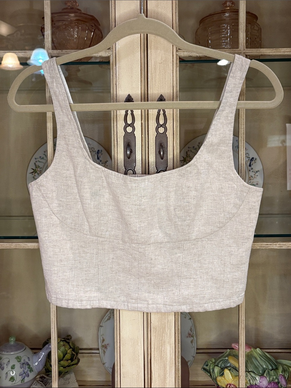 EUC Banana Republic Linen-Blend Scoop Neck Crop Tank Top